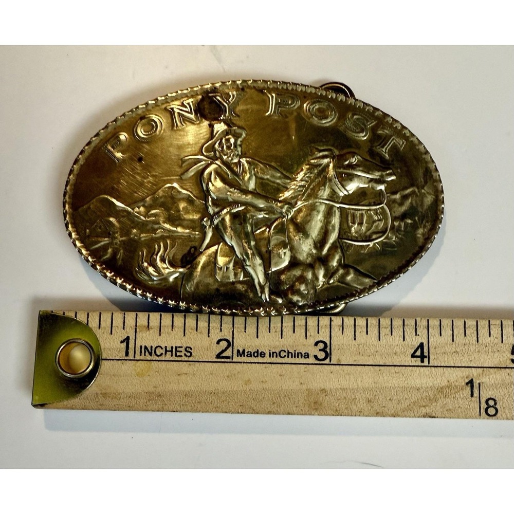 Vintage Fairchild Pony Post‎ Belt Buckle Solid Minted Brass USA Western - Picture 10 of 10